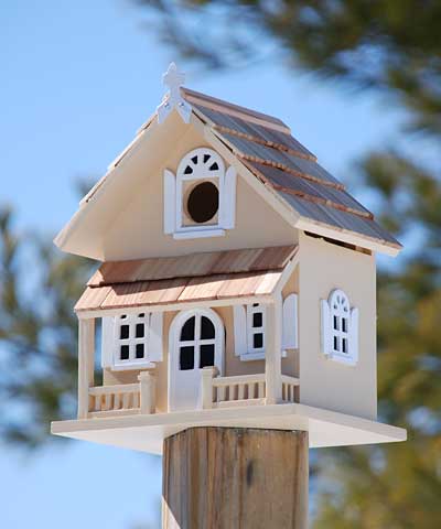 Home Bazaar Victorian Cottage Bird House, Butternut