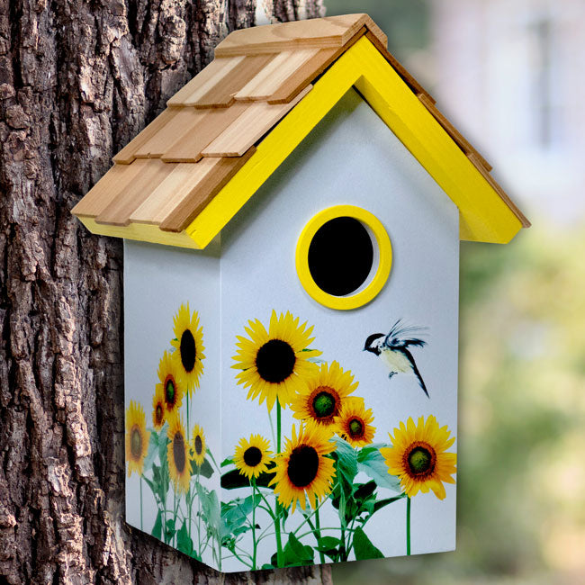 Home Bazaar Standard Bird Cottage, Sunflower Print