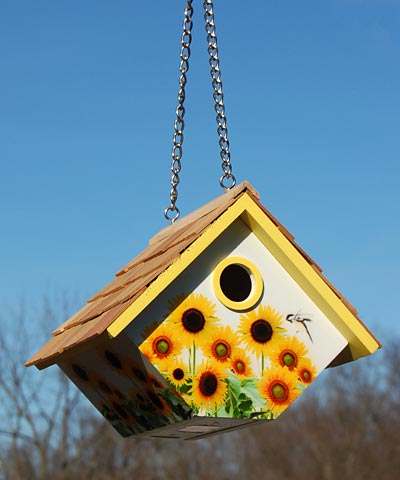 Home Bazaar Hanging Wren House, Sunflowers