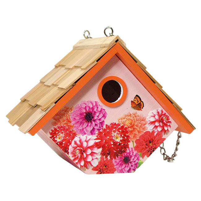 Home Bazaar Hanging Wren House, Dahlia Print