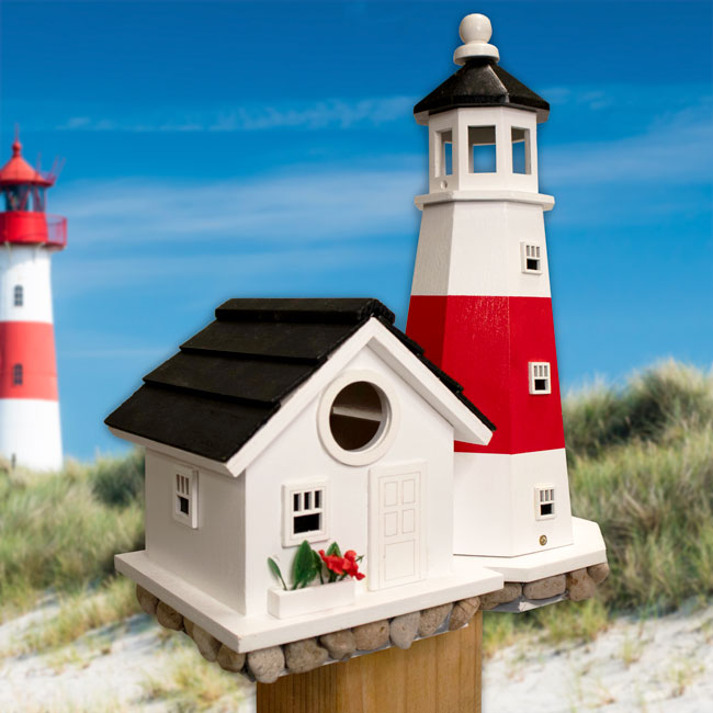 Home Bazaar Montauk Lighthouse Bird House, Small