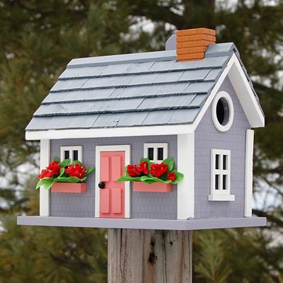 Home Bazaar Vineyard Cottage Bird House, Grey