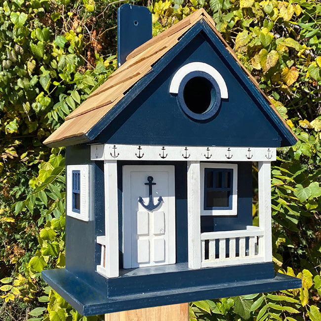 Home Bazaar Anchor Cottage Bird House, Navy