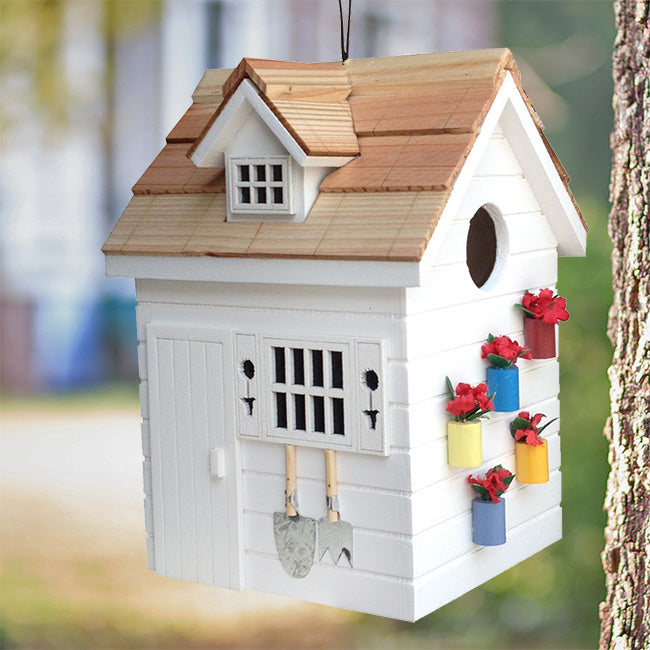 Home Bazaar Potting Shed Bird House, White