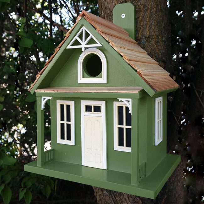 Home Bazaar Santa Cruz Cottage Bird House, Green