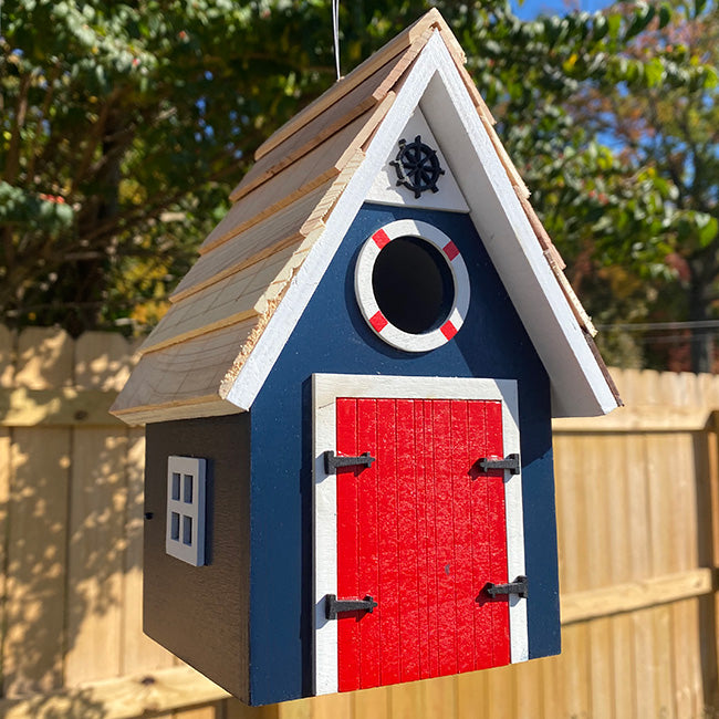 Home Bazaar Dockside Cabin Bird House, Blue