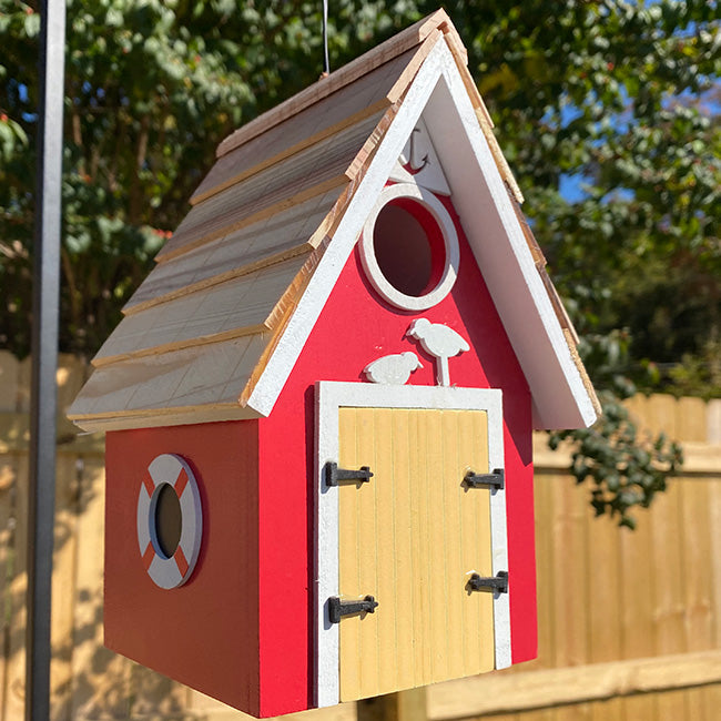 Home Bazaar Dockside Cabin Bird House, Red