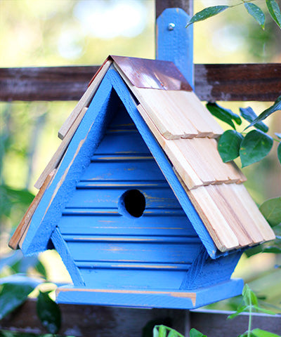 Heartwood New Chick Chickadee Bird House, Antique Blue