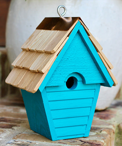 Heartwood Wren in the Wind Hanging Bird House, Teal