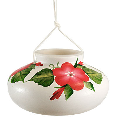 Lone Wolf Ceramic Hummingbird Feeder, Red Posy, 10 oz.