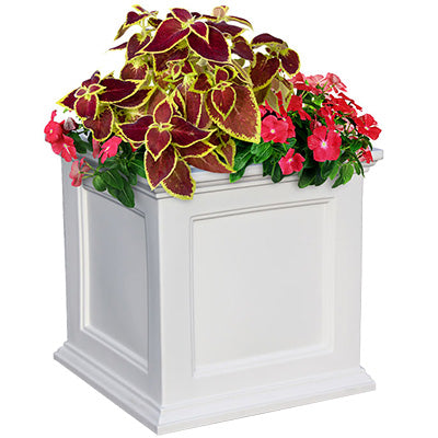 Mayne Fairfield Square Patio Planter, White, 20"L