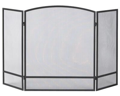 Panacea Three Panel Arched Firescreen w/ Bar, Black