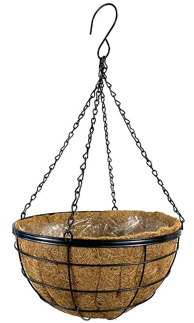 Panacea Modern Farmhouse Hanging Basket, Black, 14" dia.