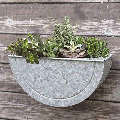 Panacea Rustic Metal Half Barrel Wall or Tabletop Planter