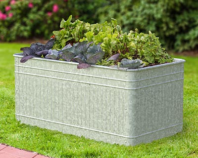 Panacea Vintage Raised Rectangular Planter, Aged Galvanized