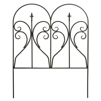 Panacea Scroll & Finial Border Fence, Black, 31"H, Pk. of 12