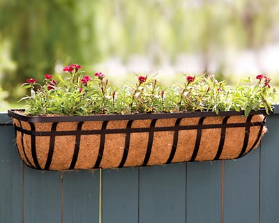 Panacea Flat Iron Series Planter Box, Black, 36"L