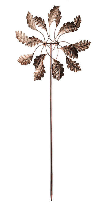 Panacea Dual Oak Leaf Kinetic Art Windmill, Bronze, 70"H