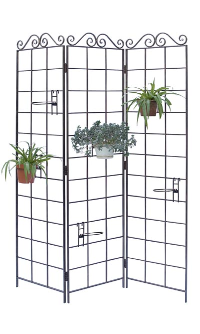 Panacea Garden Screen w/ Six Pot Holders, Bronze, 72"H