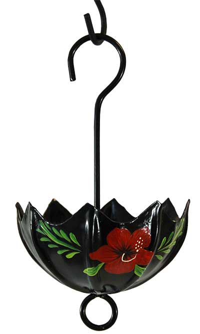 Parasol Botanica Handpainted Ant Moat, Black, Red Hibiscus