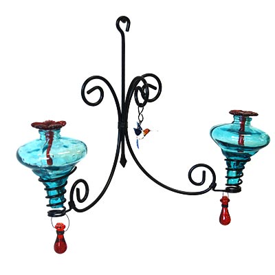 Parasol Chandelier Sconce Hummingbird Feeder, Aqua, 8 oz.