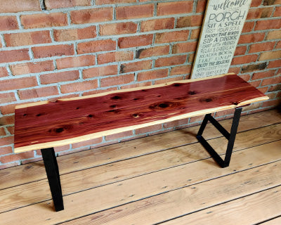 Cedar Live Edge Bench and Legs, 46"L, by Prime Retreat