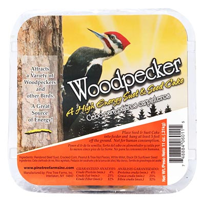 Pine Tree Year Round Woodpecker Suet Cake, 11 oz, Pack of 12