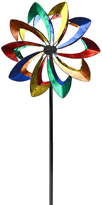 Kinetic Petal Wind Spinner with LEDs, Multicolored, 75"H