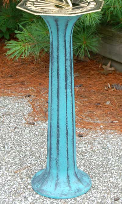 Rome Cast Iron Pillar Pedestal, Verdigris, 24"