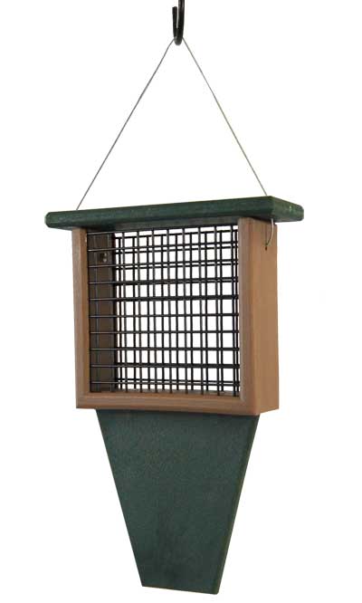 Songbird Essentials Suet Feeder with Tail Prop, Green/Brown