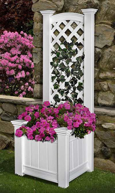 Eden Kensington Planter Box & Trellis, White, 65"H