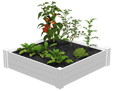 Vita Gardens Square Raised Garden Bed, White, 4'L x 4'W