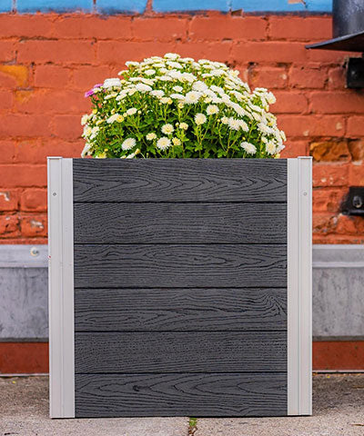 Vita Gardens Urbana Cube Planter, Slate Gray, 22"L