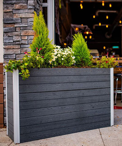 Vita Gardens Urbana Parklette Planter, Lg, Slate Gray, 59"L