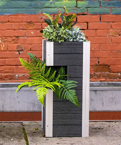 Vita Gardens Urbana Pillar Planter, Slate Gray, 13"L x 29"H