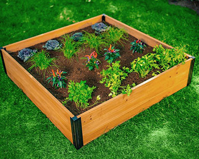 Vita Gardens Mezza Cedar Garden Bed, Brown, 4'L x 4'W x 11"H