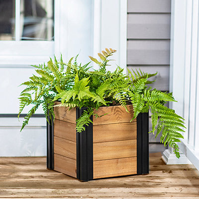 Vita Gardens Mezza Cedar Cube Planter, Brown, 12"L x 12"W