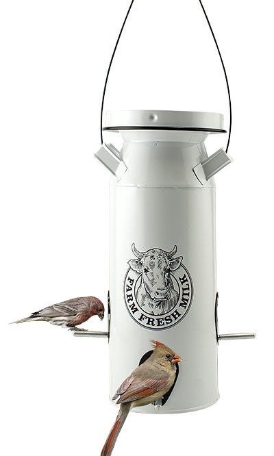 Woodlink Milkhouse Vintage Milk Can Bird Seed Feeder, White