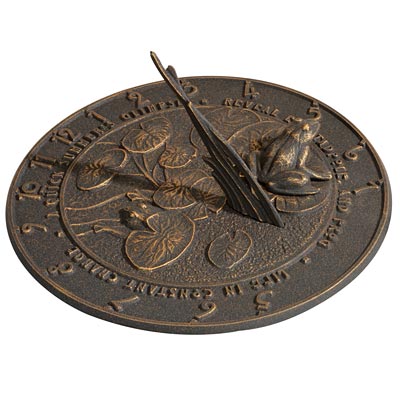 Whitehall Aluminum Frog Sundial, Oil Rub Bronze, 12" dia.