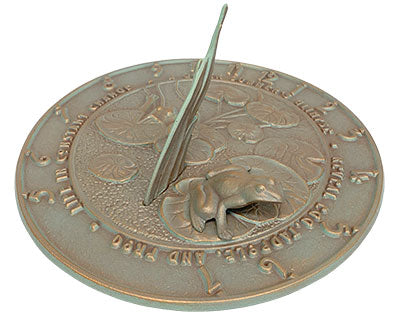 Whitehall Aluminum Frog Sundial, Copper Verdi, 12" dia.