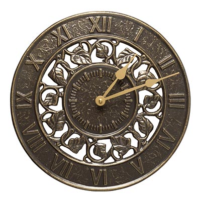 Whitehall Ivy Silhouette Clock, French Bronze, 12" dia.