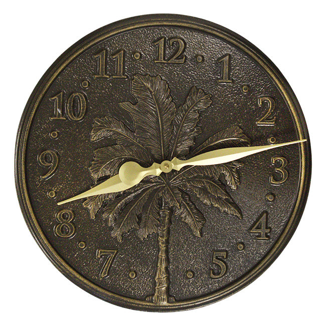 Whitehall Palm Tree Clock, French Bronze, 16" dia.