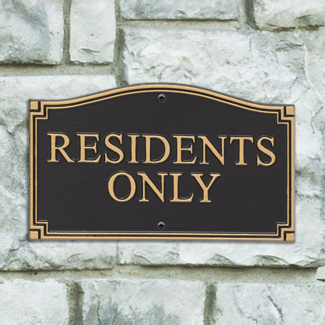 Whitehall Residents Only Plaque, Black/Gold