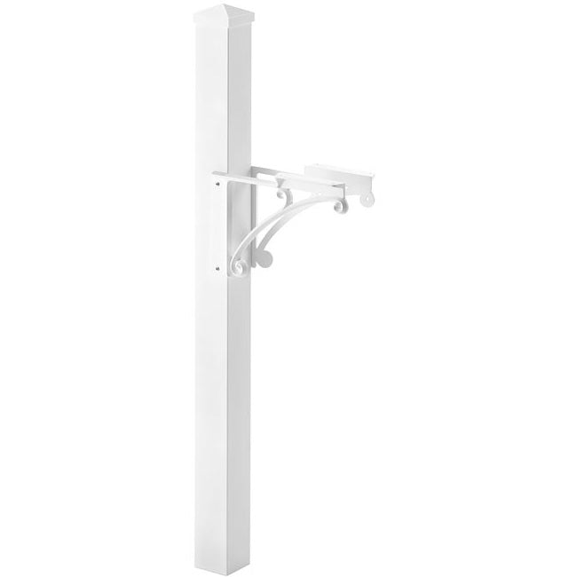 Whitehall Superior Mailbox Post, Cap, & Brackets, White