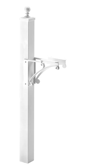 Whitehall Deluxe Mailbox Post & Brackets, White